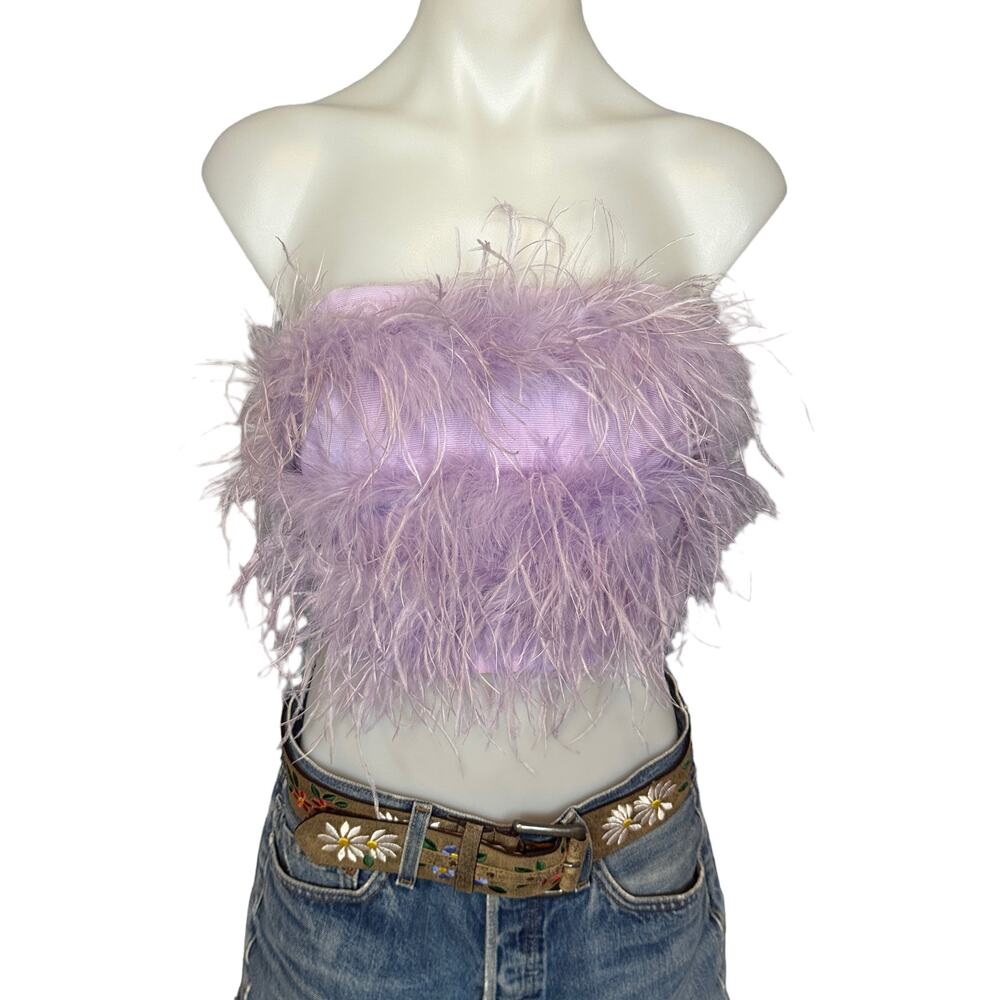 Lovers + Friends Lavender Bustier Top XXS Purple Feathers Pinup Revolve $158 NEW - Picture 4 of 7